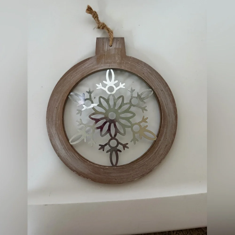 Rustic Brown and Silver Ornament - Large